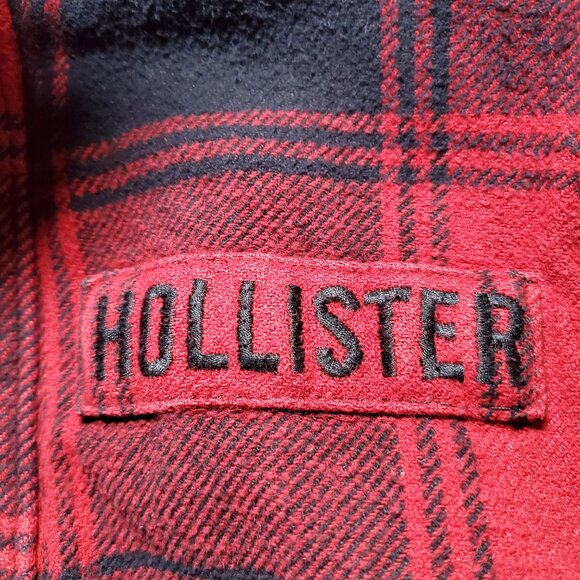 HOLLISTER black and red plaid coat Mens sz L - shipping incl - Picture 5 of 16